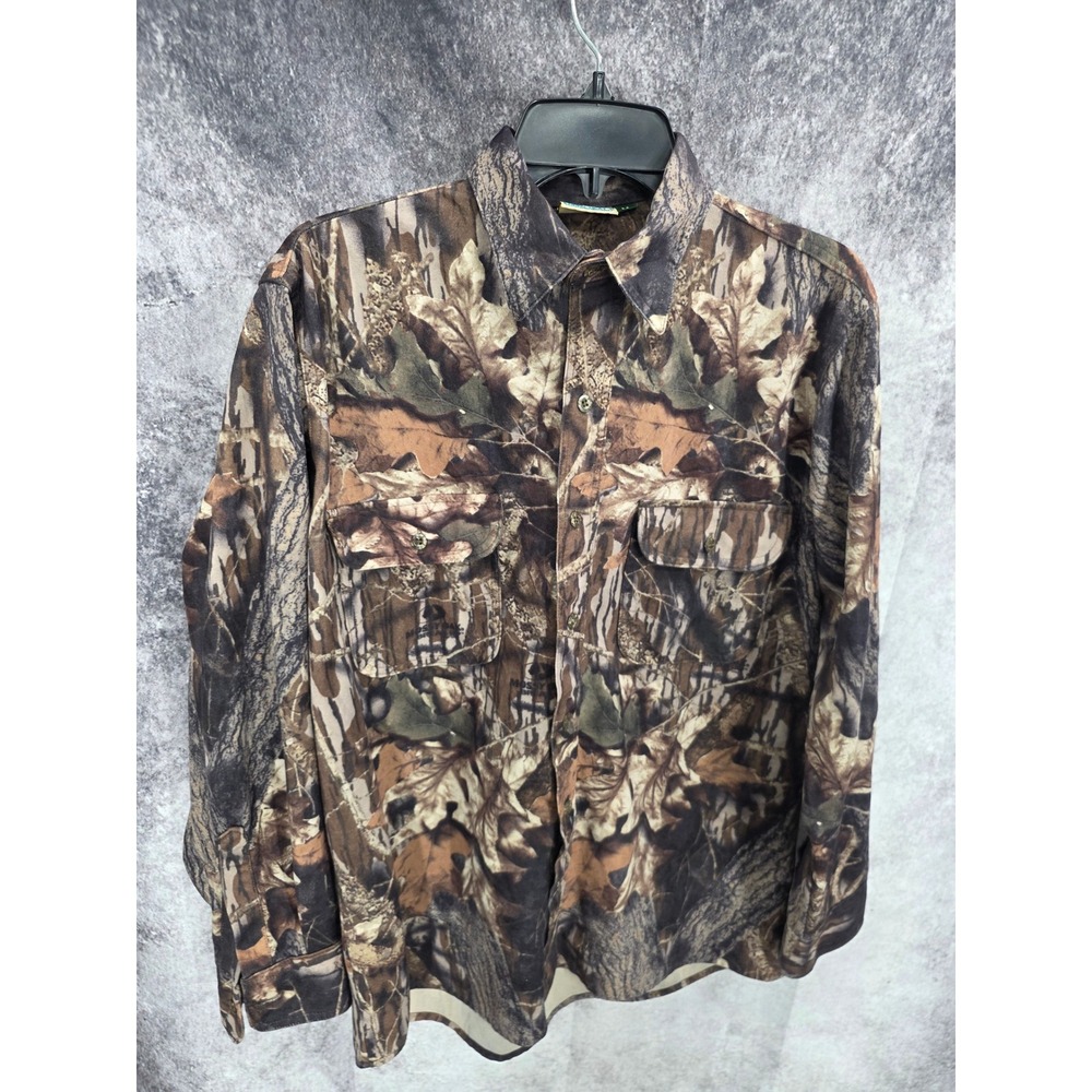 RedHead Hunting Shirt Mens Medium Mossy Oak Brown Camo Button Up Utility Forest